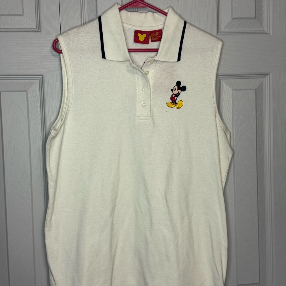 Disney White Polo Shirt with Mickey Mouse Embroidery